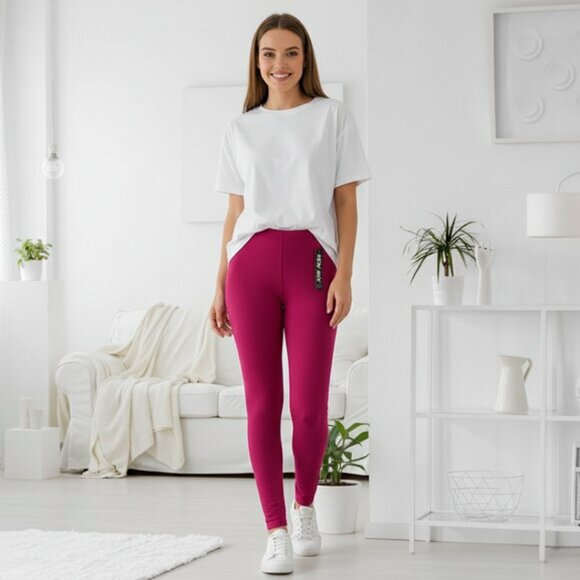 New Mix Pink Leggings One Size NWT | Buttery Soft Stretch Lounge Pants - Picture 1 of 11